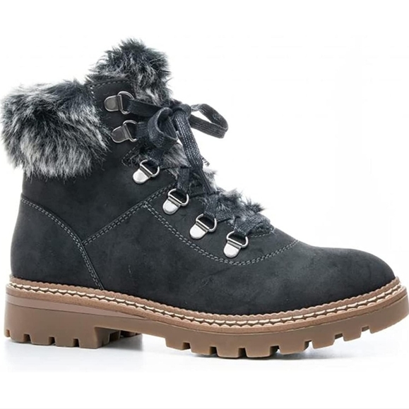 Corkys Shoes - Corkys Challenge Black Faux Fur Womens Hiker